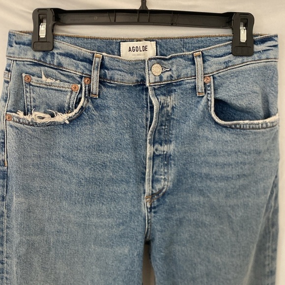 AGOLDE Riley Crop: High Rise Straight Crop Stretch Jeans 28 - Picture 3 of 7